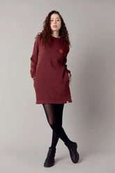 Robe sweat en coton bio Bordeaux - Elara